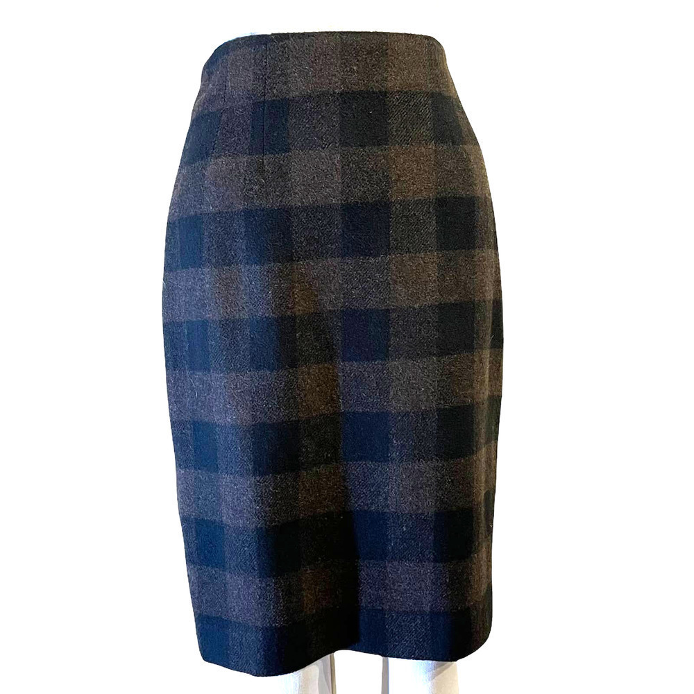 NWT Amanda + Chelsea Brown/Black Check Pencil Skirt Size 2